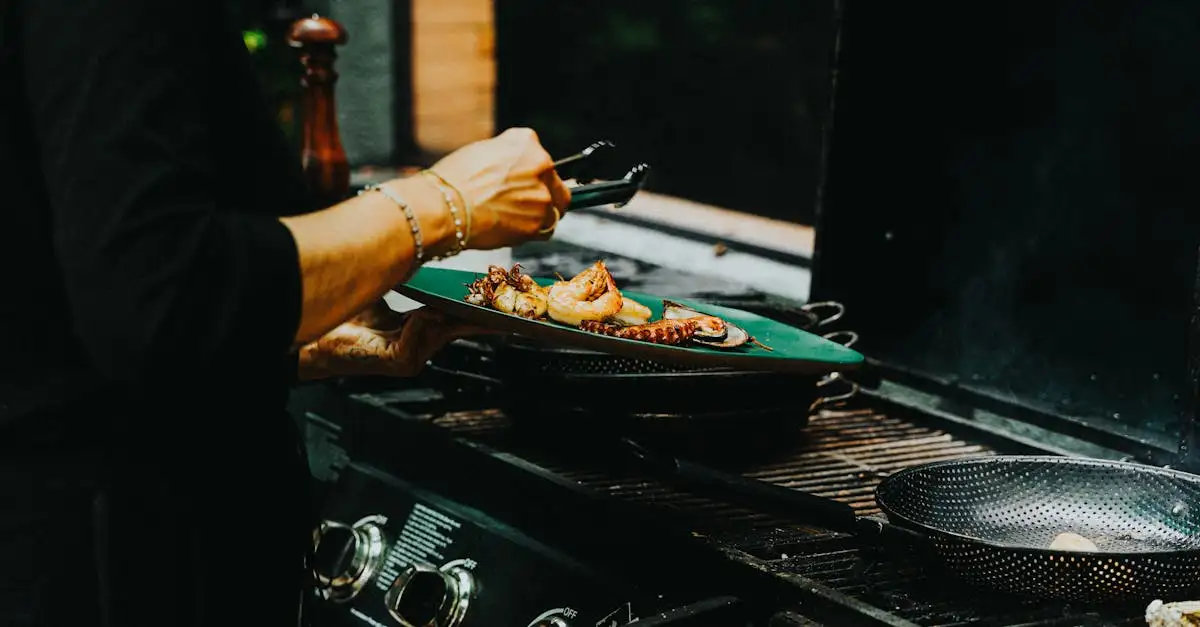 Barbecuing shrimp