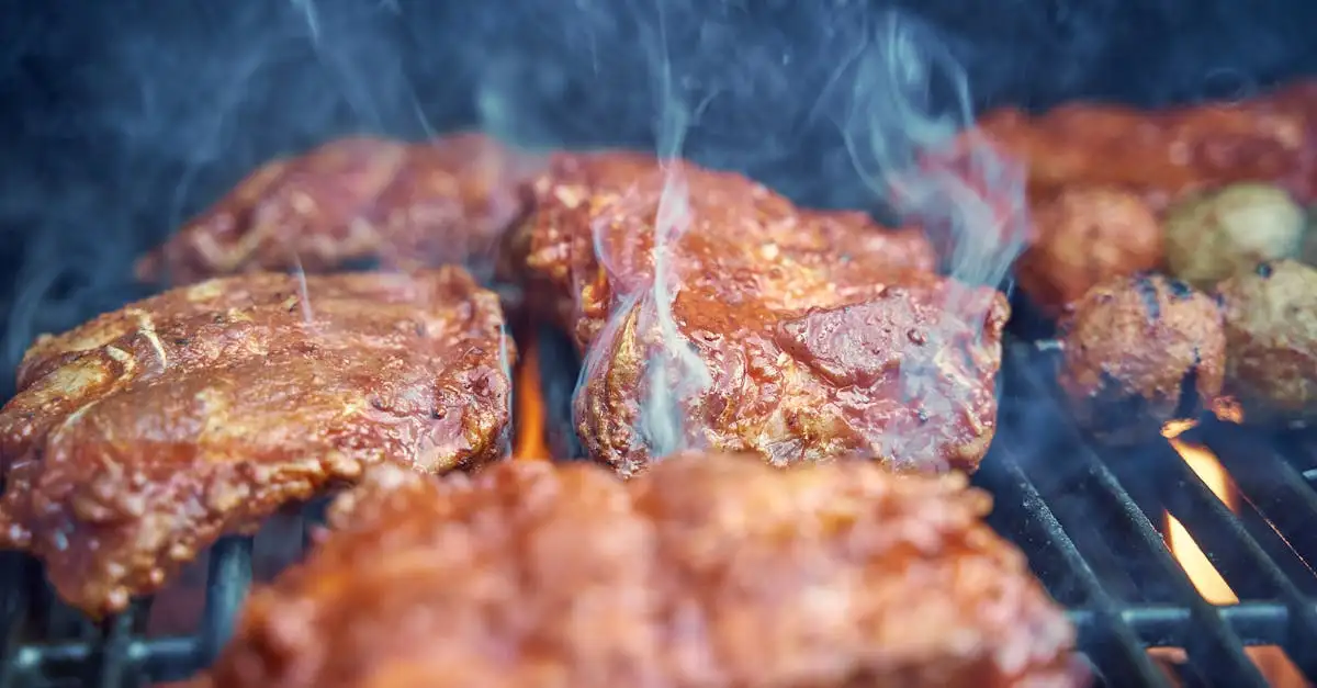 Beef short ribs on the barbecue