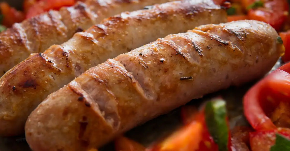 Barbecuing sausages