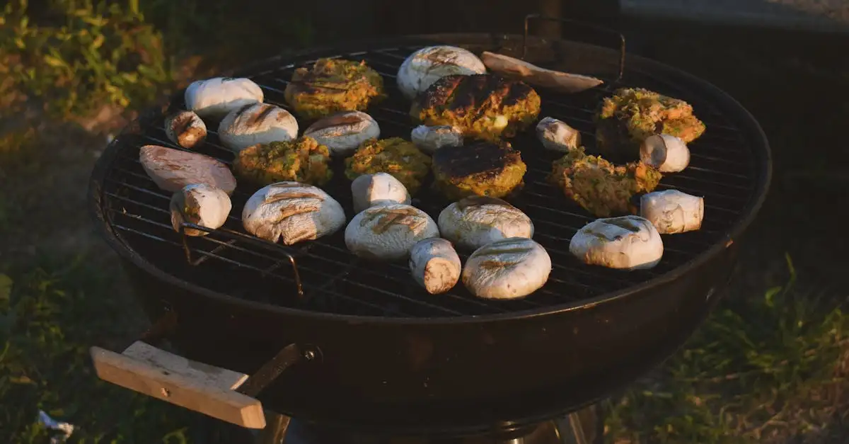 Barbecuing portobello mushrooms